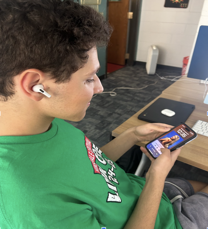 Kaan Turkyilmaz, senior, listening to “Short n’ Sweet” in class. 

